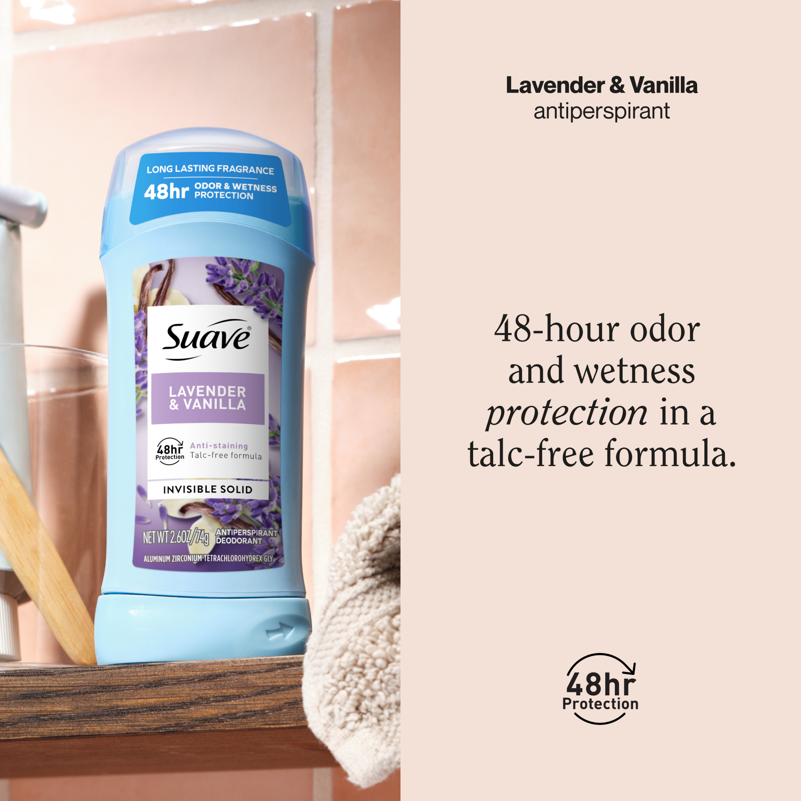Lavender & Vanilla Invisible Solid Antiperspirant Deodorant Stick - Image 2