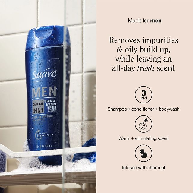 Men's Charcoal 3-in-1 Shampoo Conditioner & Body Wash - Image 2