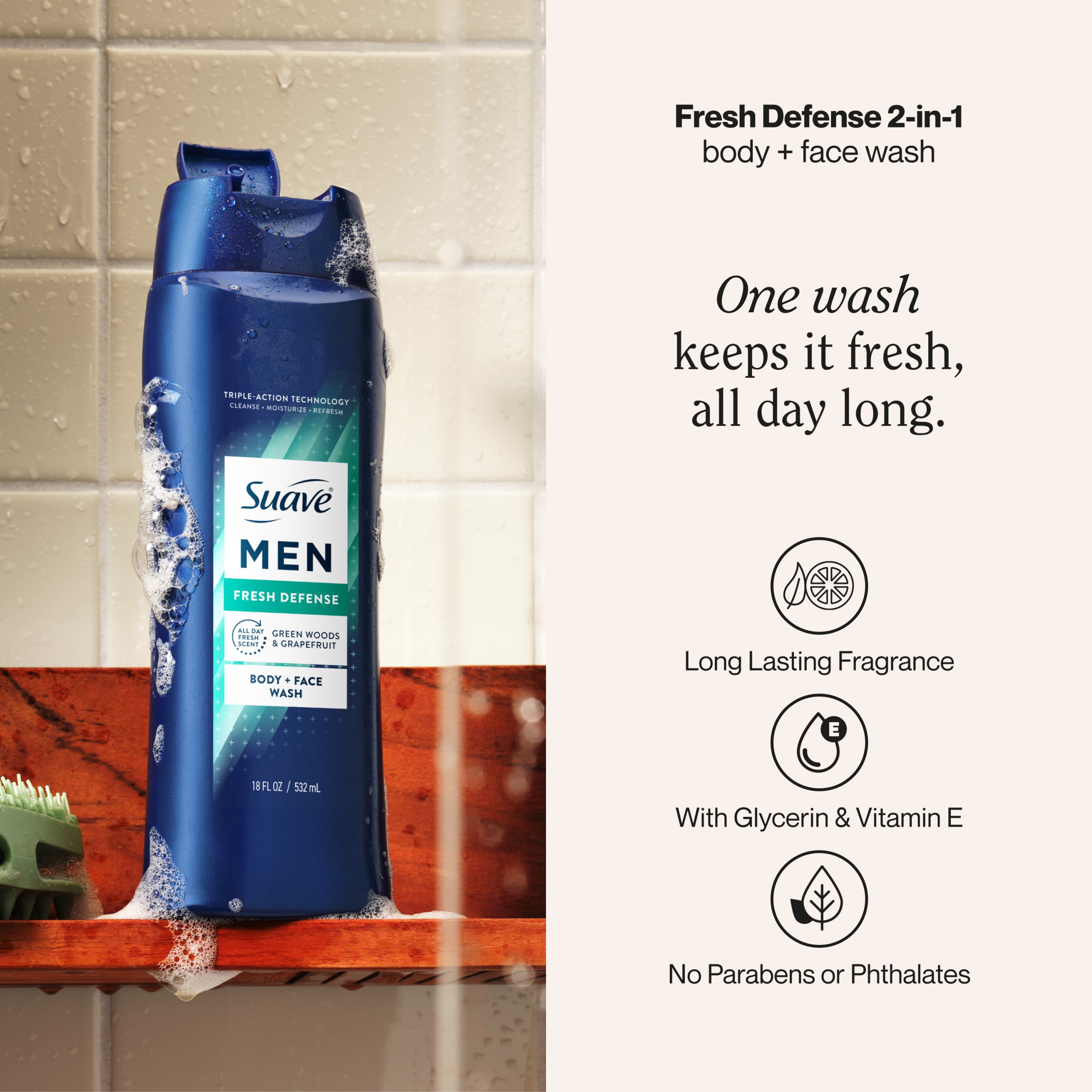 Men's Fresh Defense Body + Face Wash - Image 2